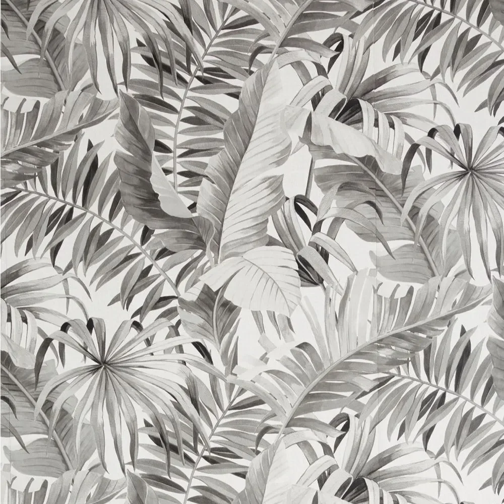 Anthropologie Alfresco Wallpaper Roll Black & White Palm Leaves New